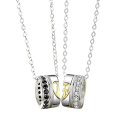 Dây Chuyền Đôi Lili Jewelry Đính Đá CZ Full Love LILI_452933 Màu Bạc