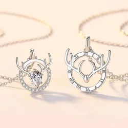 Dây Chuyền Đôi Lili Jewelry Đính Đá CZ Hình Gạc Hươu Tình Yêu Vĩnh Cửu LILI_873519 Màu Trắng