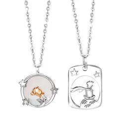 Dây Chuyền Đôi Lili Jewelry Đính Đá CZ Hoàng Tử Và Cành Hồng Kash LILI_106140 Màu Bạc