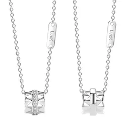 Dây Chuyền Đôi Lili Jewelry Đính Đá CZ Khắc Tên Khắc Chữ Theo Yêu Cầu Ladonna LILI_359988 Màu Bạc