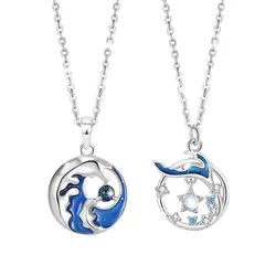 Dây Chuyền Đôi Lili Jewelry Đính Đá CZ Love Sea LILI_106149 Màu Xanh Bạc
