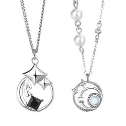 Dây Chuyền Đôi Lili Jewelry Đính Đá CZ Ngôi Sao Tình Yêu Sloane LILI_126154 Màu Bạc