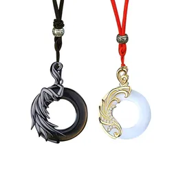 Dây Chuyền Đôi Lili Jewelry Đính Đá Opal Obsidian LILI_979263 Màu Đen/Trắng (Dây Vải)