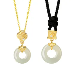 Dây Chuyền Đôi Lili Jewelry Đính Ngọc Bích Hetian Đống Điếu Mary LILI_126122 Màu Đen/Vàng