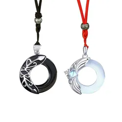 Dây Chuyền Đôi Lili Jewelry Opal Obsidian Princess Prince Dây Sáp LILI_376749 Màu Đen Bạc