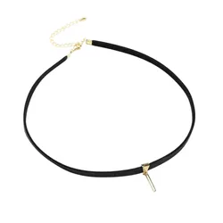 Dây Chuyển Nữ Lili Jewelry Bạc Choker Phối Dây Da LILI_547162 Màu Đen Vàng