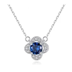Dây Chuyền Nữ Lili Jewelry Bạc Đính Đá CZ Cỏ 4 Lá May Mắn Carly LILI_098192 Màu Bạc Xanh