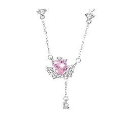 Dây Chuyền Nữ Lili Jewelry Bạc Đính Đá CZ Hình Bùa Tình Yêu Megan LILI_097518 Màu Bạc Hồng