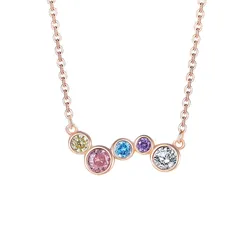 Dây Chuyền Nữ Lili Jewelry Bạc Đính Đá CZ Hình Cầu Vồng Colorful Rainbow LILI_125699 Màu Vàng Hồng