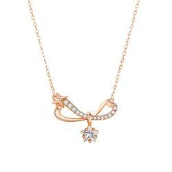 Dây Chuyền Nữ Lili Jewelry Bạc Đính Đá CZ Hình Chiếc Nơ Cách Điệu Charlie LILI_125999 Màu Vàng Hồng