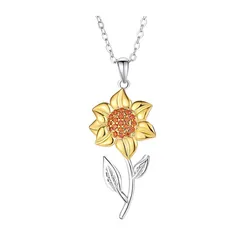 Dây Chuyền Nữ Lili Jewelry Bạc Đính Đá CZ Hình Hoa Hướng Dương Sunflower LILI_125639 Màu Bạc Vàng