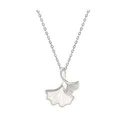 Dây Chuyền Nữ Lili Jewelry Bạc Đính Đá CZ Hình Lá Bạch Quả Esther LILI_159668 Màu Bạc Trắng