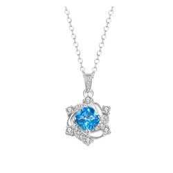 Dây Chuyền Nữ Lili Jewelry Bạc Đính Đá CZ Hình Ngôi Sao 6 Cánh Rylee LILI_159578 Màu Bạc Xanh