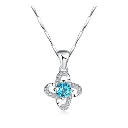 Dây Chuyền Nữ Lili Jewelry Bạc S999 Đính Đá CZ Cỏ 4 Lá LILI_212567 Màu Bạc Xanh