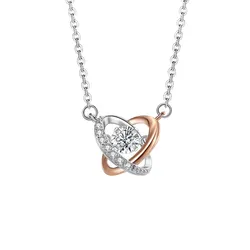 Dây Chuyền Nữ Lili Jewelry Bạc Đính Đá CZ Hình Trái Tim Cách Điệu Gabriella LILI_125709 Màu Bạc Vàng