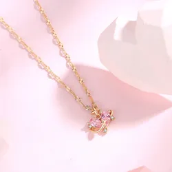 Dây Chuyền Nữ Lili Jewelry Bạc Đính Đá CZ Hình Trái Tim Lấp Lánh Vivian LILI_125811 Màu Vàng Hồng