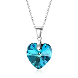 Dây Chuyền Nữ Lili Jewelry Bạc Đính Đá CZ Hình Trái Tim Naya LILI_097660 Màu Xanh Bạc