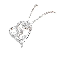 Dây Chuyền Nữ Lili Jewelry Bạc Đính Đá CZ Hoa Hồng Tình Yêu Kimber LILI_105852 Màu Bạc
