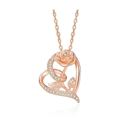 Dây Chuyền Nữ Lili Jewelry Bạc Đính Đá CZ Hoa Hồng Tình Yêu Kimber LILI_105852 Màu Vàng Hồng