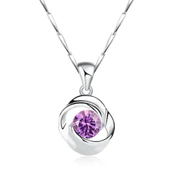 Dây Chuyền Nữ Lili Jewelry Bạc Đính Đá CZ Hoa Hồng Tình Yêu LILI_357949 Màu Bạc Tím