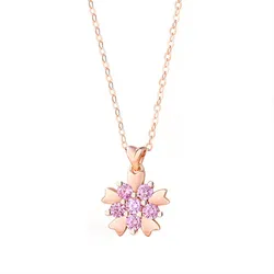 Dây Chuyền Nữ Lili Jewelry Bạc Đính Đá CZ Hoa Huệ Tây Amara LILI_092752 Màu Vàng Hồng