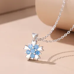 Dây Chuyền Nữ Lili Jewelry Bạc Đính Đá CZ Hoa Huệ Tây Amara LILI_092752 Màu Xanh Bạc