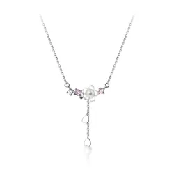Dây Chuyền Nữ Lili Jewelry Bạc Đính Đá CZ Hoa Mai Cách Điệu Jamie LILI_097555 Màu Bạc Trắng