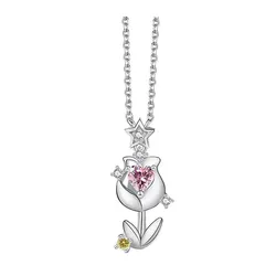 Dây Chuyền Nữ Lili Jewelry Bạc Đính Đá CZ Hoa Tulip LILI_105436 Màu Bạc Hồng