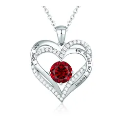 Dây Chuyền Nữ Lili Jewelry Bạc Đính Đá CZ I Love You LILI_098340 Màu Bạc Đỏ