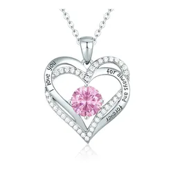 Dây Chuyền Nữ Lili Jewelry Bạc Đính Đá CZ I Love You LILI_098340 Màu Bạc Hồng