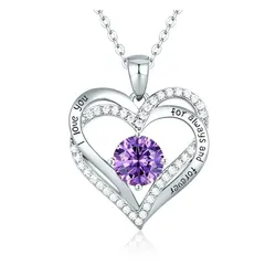Dây Chuyền Nữ Lili Jewelry Bạc Đính Đá CZ I Love You LILI_098340 Màu Bạc Tím