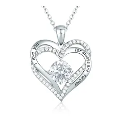 Dây Chuyền Nữ Lili Jewelry Bạc Đính Đá CZ I Love You LILI_098340 Màu Bạc Trắng