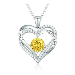 Dây Chuyền Nữ Lili Jewelry Bạc Đính Đá CZ I Love You LILI_098340 Màu Bạc Vàng