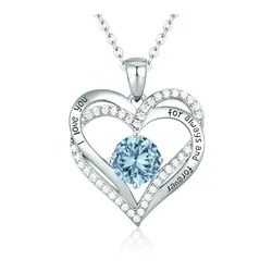 Dây Chuyền Nữ Lili Jewelry Bạc Đính Đá CZ I Love You LILI_098340 Màu Bạc/ Xanh Dương
