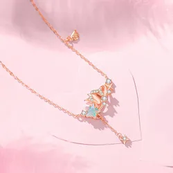 Dây Chuyền Nữ Lili Jewelry Bạc Đính Đá CZ Kỳ Lân Lấp Lánh Eva LILI_125878 Màu Vàng Hồng