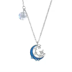 Dây Chuyền Nữ Lili Jewelry Bạc Đính Đá CZ Mặt Trăng Sao Willa LILI_091681 Màu Xanh Bạc