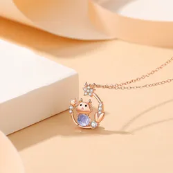 Dây Chuyền Nữ Lili Jewelry Bạc Đính Đá CZ Rồng Dễ Thương Julia LILI_125913 Màu Vàng Hồng