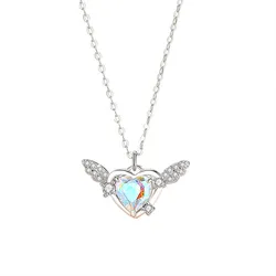 Dây Chuyền Nữ Lili Jewelry Bạc Đính Đá CZ Thiên Thần Tình Ái Josie LILI_125974 Màu Xanh Bạc