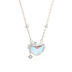 Dây Chuyền Nữ Lili Jewelry Bạc Đính Đá CZ Trái Tim Cách Điệu Arya LILI_125980 Màu Xanh Bạc