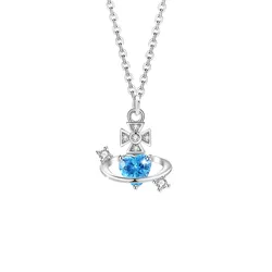 Dây Chuyền Nữ Lili Jewelry Bạc Đính Đá CZ Trái Tim Lấp Lánh Skylar LILI_125680 Màu Xanh Bạc