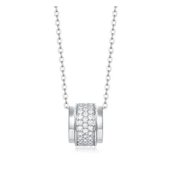 Dây Chuyền Nữ Lili Jewelry Bạc Đính Kim Cương Moissanite Tròn Cách Điệu LILI_219917 Màu Bạc