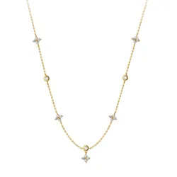 Dây Chuyền Nữ Lili Jewelry Bạc Nữ Đính Đá CZ Cỏ 4 Lá Veronica LILI_172818 Màu Vàng Gold