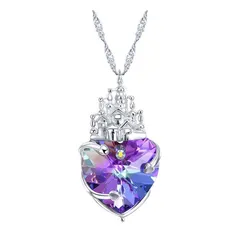 Dây Chuyền Nữ Lili Jewelry Bạc Trái Tim Pha Lê Lâu Đài Tình Yêu LILI_937128 Màu Bạc Tím