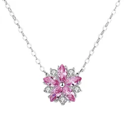 Dây Chuyền Nữ Lili Jewelry Bông Hoa Đào Milana LILI_097825 Màu Bạc Phối Hồng