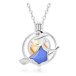 Dây Chuyền Nữ Lili Jewelry Dạng Lồng Đóng Mở Halloween Chứa Đá CZ LILI_636964 Màu Bạc (Phù Thuỷ Cưỡi Chổi)
