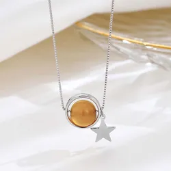 Dây Chuyền Nữ Lili Jewelry Đính Đá Phong Thủy Tự Nhiên Ember LILI_159900 (Mã Não Vàng) Màu Vàng Bạc