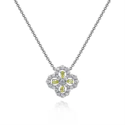 Dây Chuyền Nữ Lili Jewelry Đính Đá Carbon Tổng Hợp Cỏ 4 Lá LILI_347932 Màu Vàng Bạc