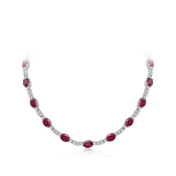 Dây Chuyền Nữ Lili Jewelry Đính Đá Carbon Tổng Hợp Dạng Chuỗi Christabel LILI_246871 Màu Đỏ Bạc