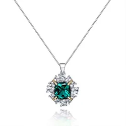 Dây Chuyền Nữ Lili Jewelry Đính Đá Carbon Tổng Hợp Hình Bông Hoa LILI_446252 Màu Xanh Bạc