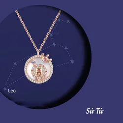 Dây Chuyền Nữ Lili Jewelry Đính Đá CZ 12 Cung Hoàng Đạo LILI_166265 Cung Sư Tử Màu Vàng Hồng
